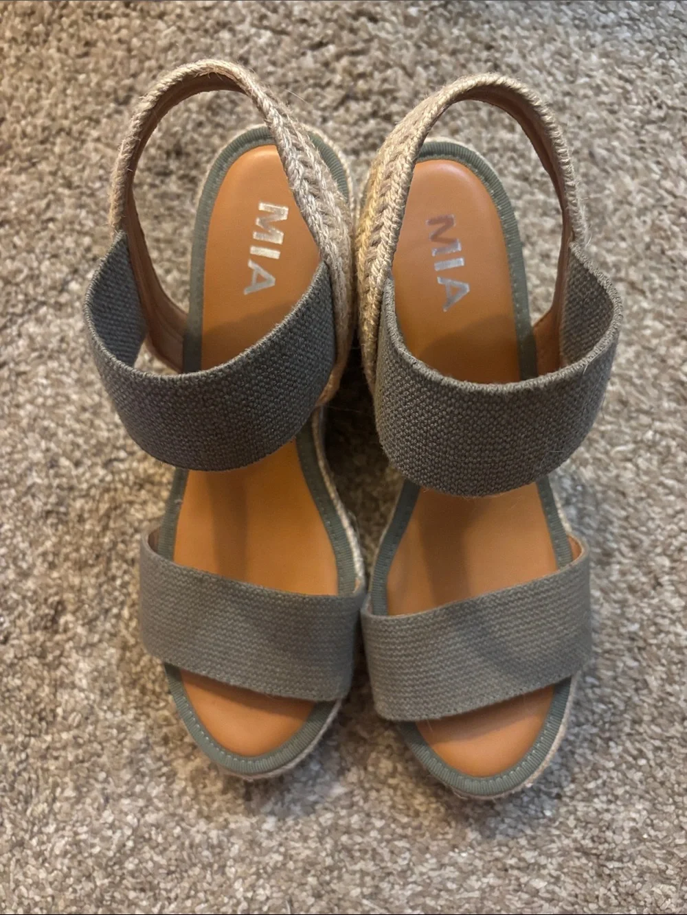 MIA Olive Canvas Espadrille Wedge Sandals